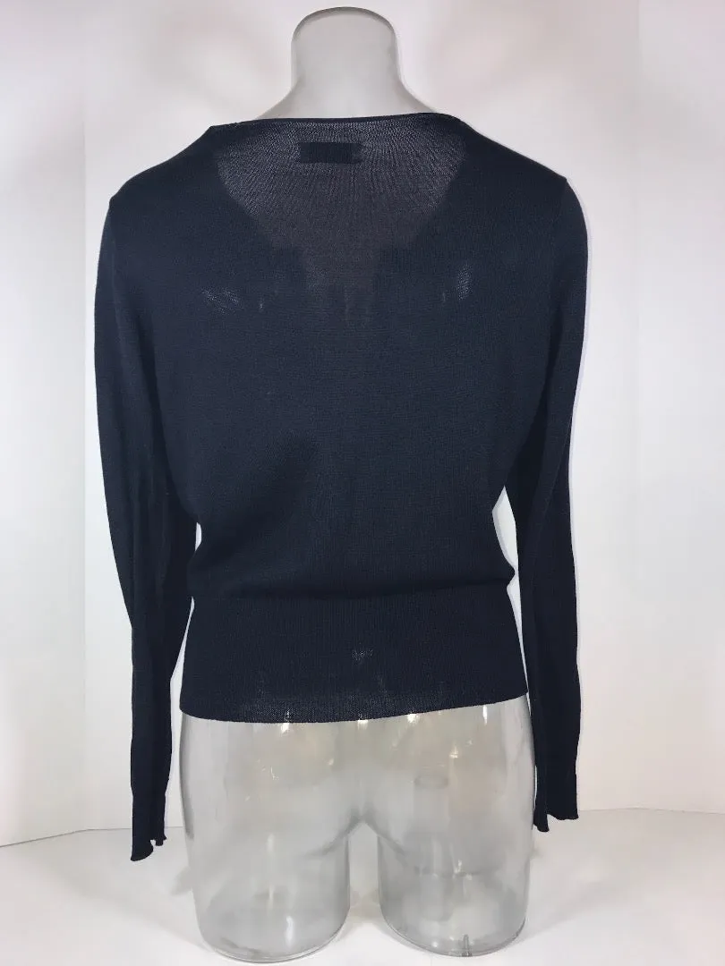 DRIES VAN NOTEN Navy Cotton Cardigan Button Down Size Small