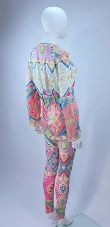 EMANUEL UNGARO Silk Printed Jersey Set w/ Buttons Size 4-6