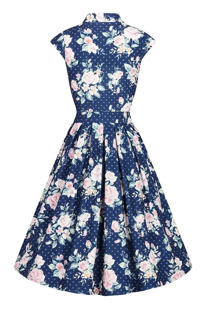 Lady Vintage Eva Dress in Polka Dot Floral