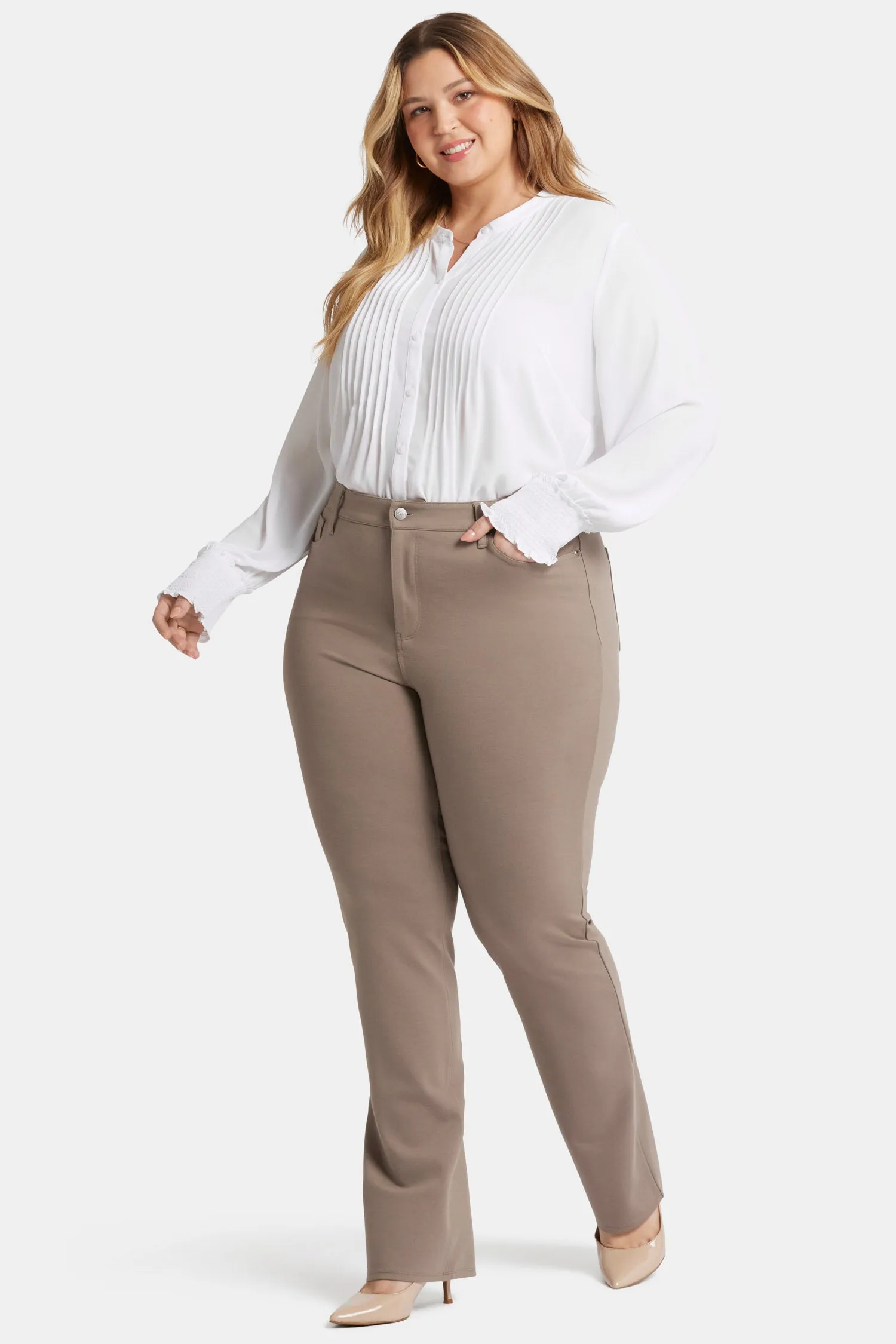 Marilyn Straight Pants In Plus Size - Saddlewood